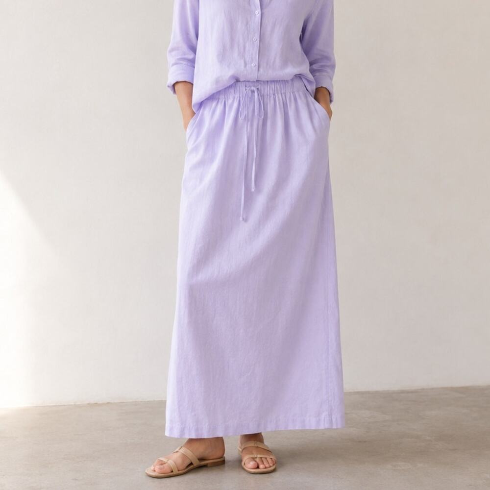 Bondi Born Vista Skirt Womens M Cotton Drawstring High-waist Straight Long - Picture 1 of 9